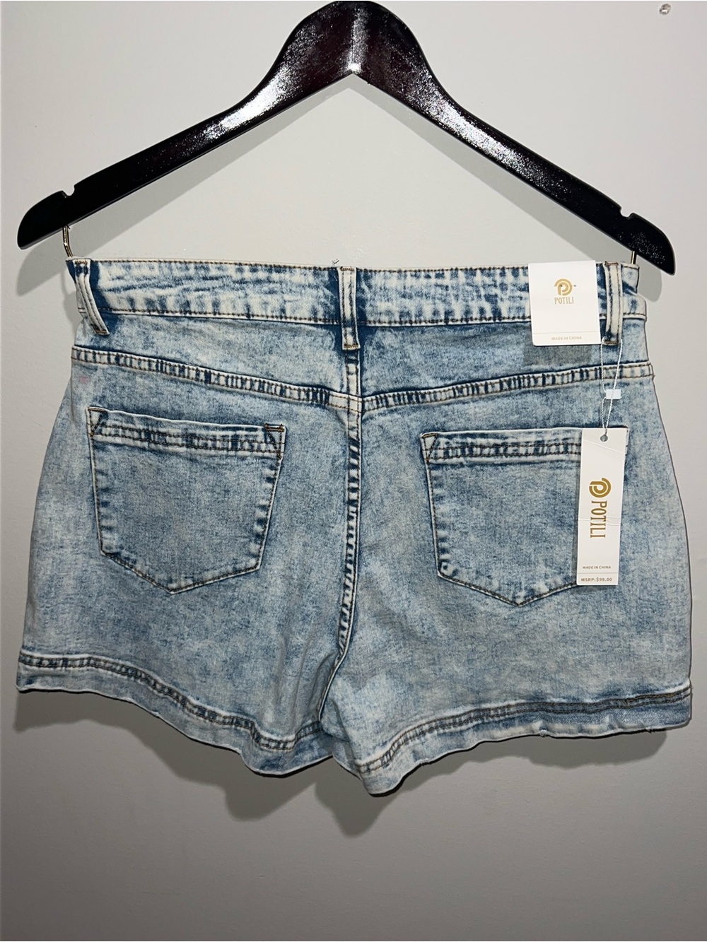 Light Acid Wash Denim Y2K Mini Skirt SKORT - Size M - Picture 3 of 4